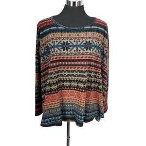 Cherish‎ Aztec dolman sleeve oversized sweater scoop neck tribal small blouse